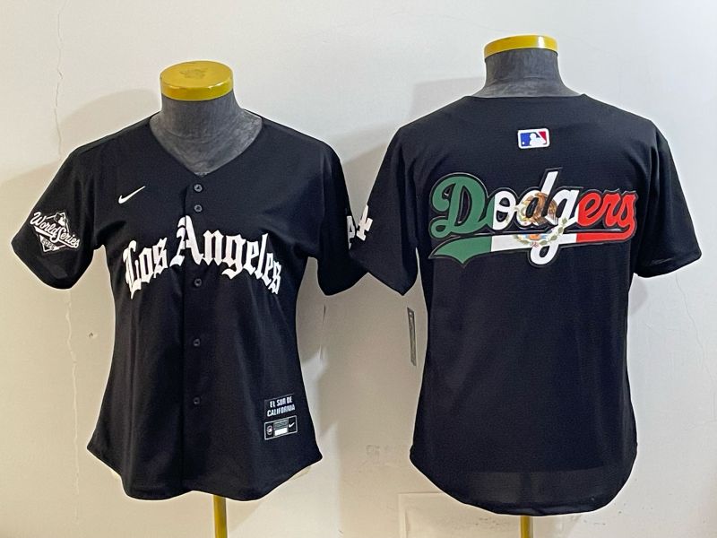 Women 2026 Los Angeles Dodgers Blank Black Game Nike MLB Jersey style 0011